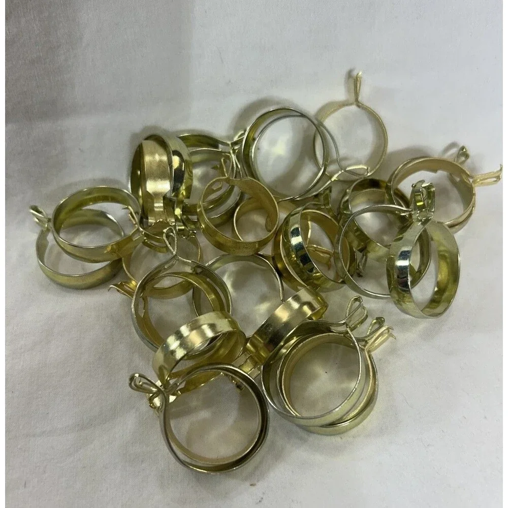 Cafe Curtain Clip Rings Gold Tone Lot 30 Mixed Sizes Drapery Hanging Hardware